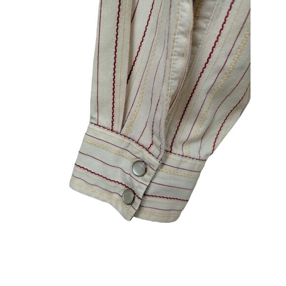 Tommy Jeans Mens XL Off White Beige Long Sleeve Button Down Pearl Snaps Western - Picture 9 of 14